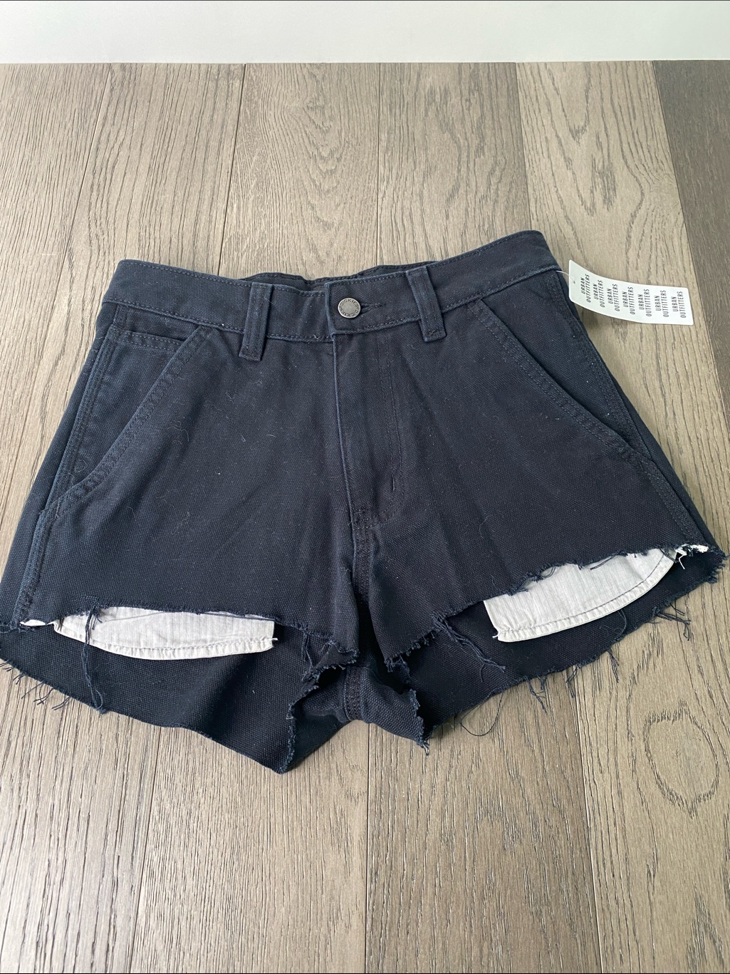 Nwt Dickies Black Frayed Hem Denim Shorts Size 2 Reg - 1463